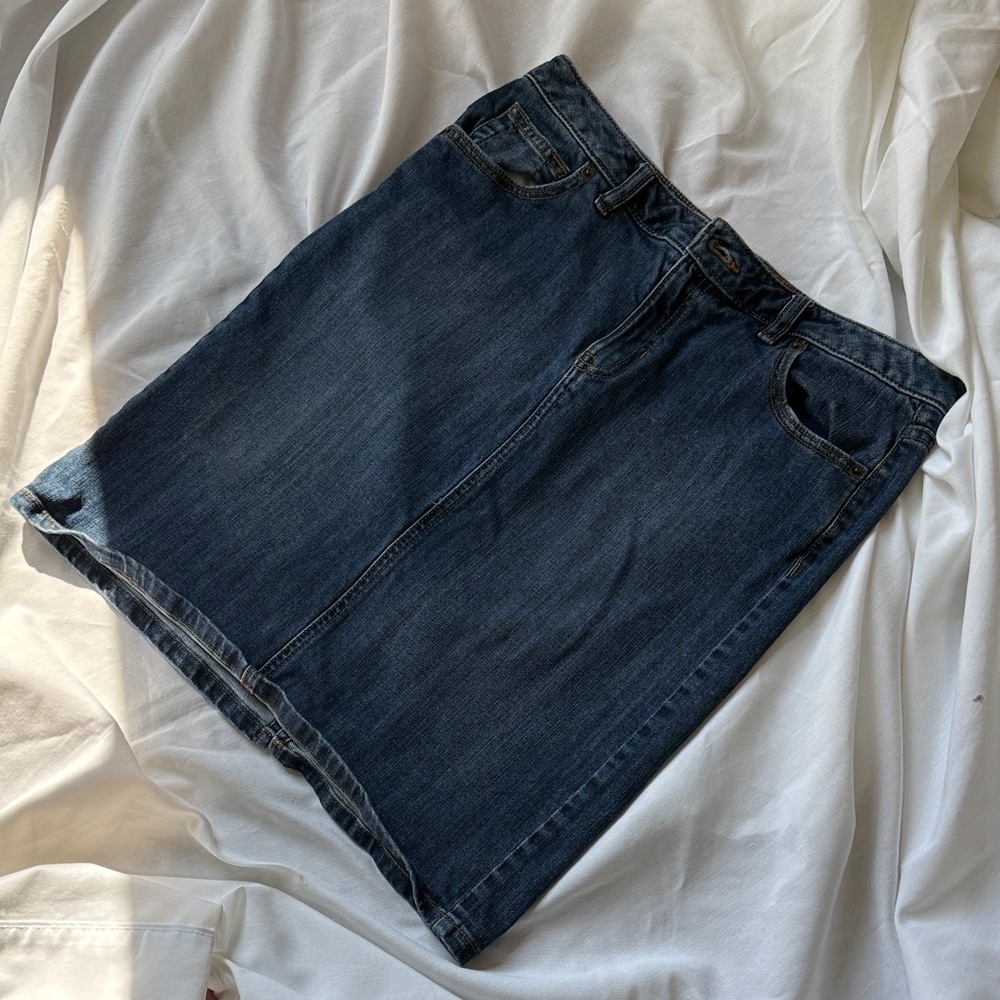 Lands' End Blue Denim Mini Skirt